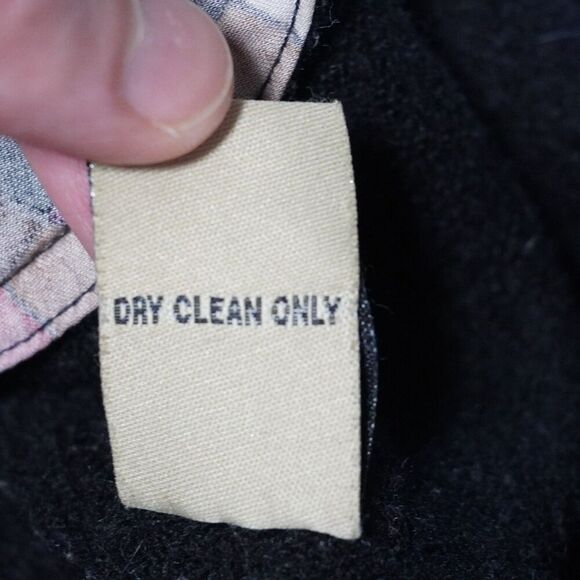 Peruvian Alpaca Boiled Wool Black Jacket Coat Asymmetric Zip Womens M Lagenlook - Picture 7 of 7